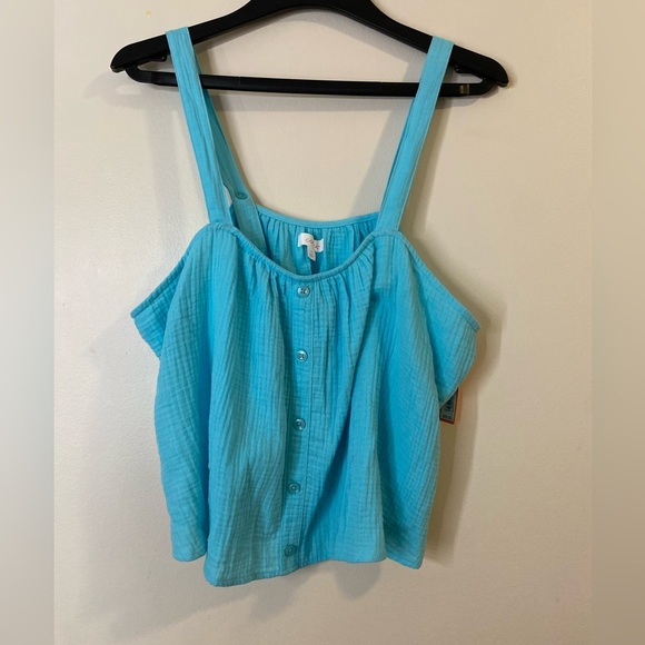 Colsie Sky Blue Sleeveless Crop  Top size 1X 100% cotton - Picture 1 of 6